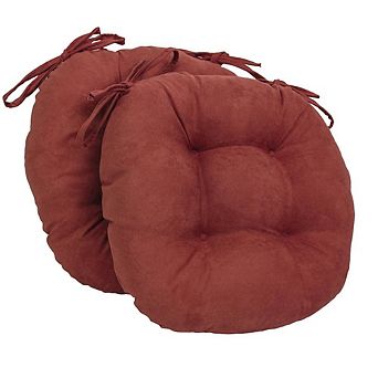 Blazing Needles 16-inch Solid Micro Suede Round Tufted Chair Cushions (Set of 2)