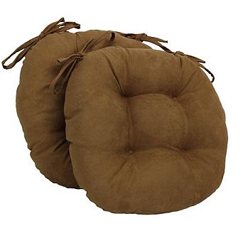 Blazing Needles 16-inch Solid Micro Suede Round Tufted Chair Cushions (Set of 2)