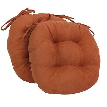 Blazing Needles 16-inch Solid Micro Suede Round Tufted Chair Cushions (Set of 2)