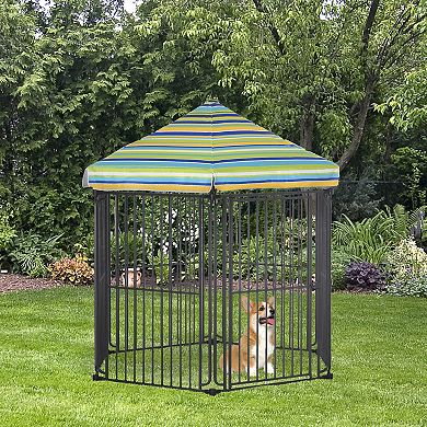 Outside/indoor Dog Playpen Crate W/ Locking Door & Metal Frame, 59.75" X 51.75"