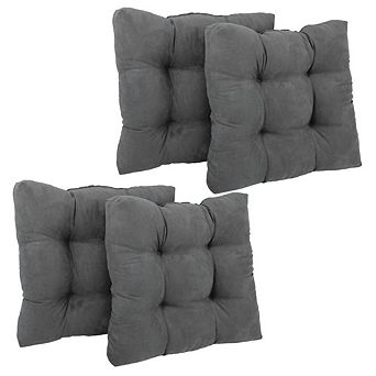 Blazing Needles 19-inch Squared Microsuede Tufted Dining Chair Cushion (Set of Four)