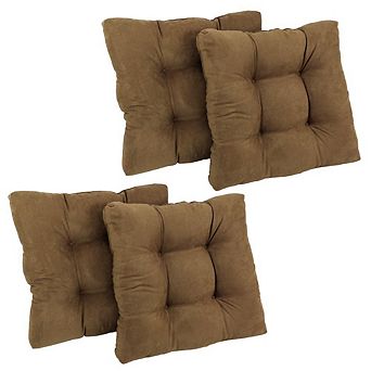Blazing Needles 19-inch Squared Microsuede Tufted Dining Chair Cushion (Set of Four)
