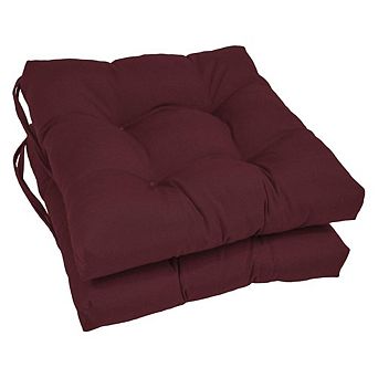 Blazing Needles 16-inch Solid Twill Square Tufted Chair Cushions (Set of 2)