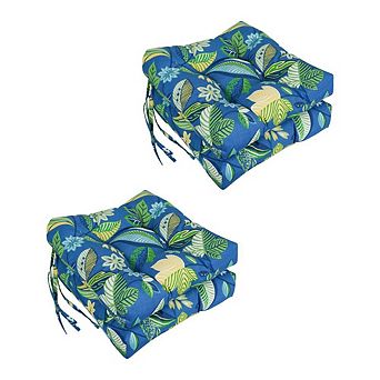 Blazing Needles 16-inch Outdoor Spun Polyseter Square Tufted Chair Cushions (Set of 4)