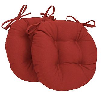 Blazing Needles 16-inch Solid Twill Round Tufted Chair Cushions (Set of 2)