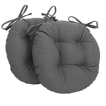 Blazing Needles 16-inch Solid Twill Round Tufted Chair Cushions (Set of 2)