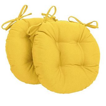 Blazing Needles 16-inch Solid Twill Round Tufted Chair Cushions (Set of 2)