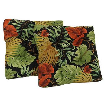 Blazing Needles 19-inch Squared Spun Polyester Tufted Dining Chair Cushion (Set of Two)