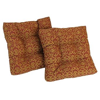 Blazing Needles 19-inch Squared Spun Polyester Tufted Dining Chair Cushion (Set of Two)