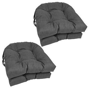 Blazing Needles 16-inch Outdoor Spun Polyester U-shaped Tufted Chair Cushions (Set of 4)