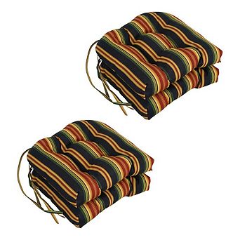 Blazing Needles 16-inch Outdoor Spun Polyester U-shaped Tufted Chair Cushions (Set of 4)