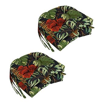 Blazing Needles 16-inch Outdoor Spun Polyester U-shaped Tufted Chair Cushions (Set of 4)