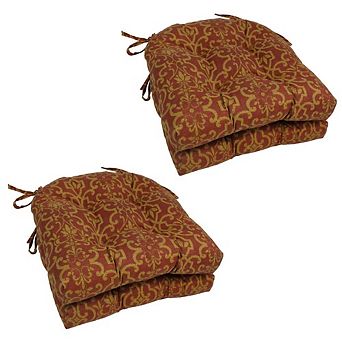 Blazing Needles 16-inch Outdoor Spun Polyester U-shaped Tufted Chair Cushions (Set of 4)