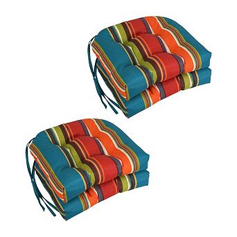 Blazing Needles 16-inch Outdoor Spun Polyester U-shaped Tufted Chair Cushions (Set of 4)