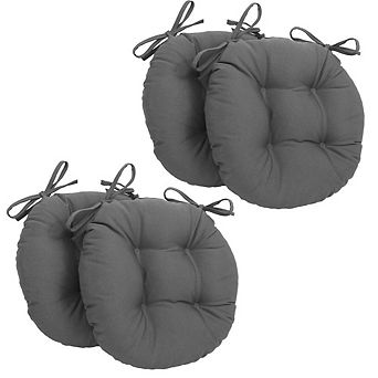Blazing Needles 16-inch Solid Twill Round Tufted Chair Cushions (Set of 4)