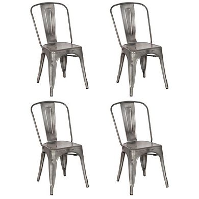 Chintaly Galvanized Steel Side Chair  - Set Of 4