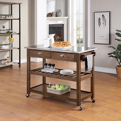 Boraam Sonoma Kitchen Cart with Stainless Steel Top