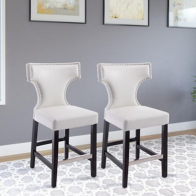 CorLiving Kings Counter Height Barstool with Metal Studs, set of 2