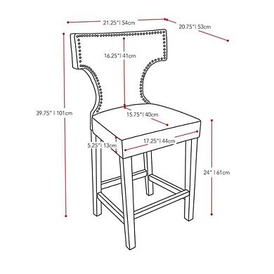 CorLiving Kings Counter Height Barstool with Metal Studs, set of 2