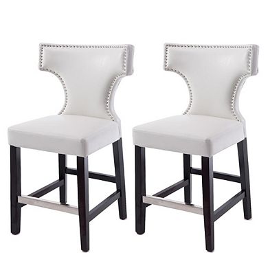 CorLiving Kings Counter Height Barstool with Metal Studs, set of 2