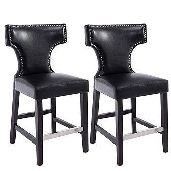 CorLiving Kings Counter Height Barstool with Metal Studs, set of 2
