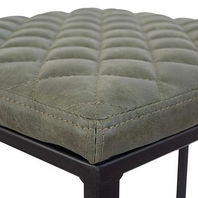 LeisureMod Quincy Quilted Stitched Leather Bar Stools With Metal Frame