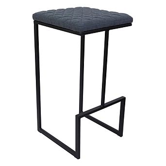 LeisureMod Quincy Quilted Stitched Leather Bar Stools With Metal Frame
