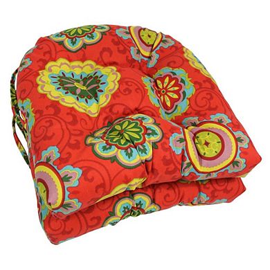 Blazing Needles 16-inch Outdoor Spun Polyester U-shaped Tufted Chair Cushions (Set of 2)