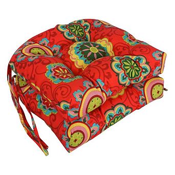 Blazing Needles 16-inch Outdoor Spun Polyester U-shaped Tufted Chair Cushions (Set of 2)