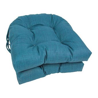 Blazing Needles 16-inch Outdoor Spun Polyester U-shaped Tufted Chair Cushions (Set of 2)