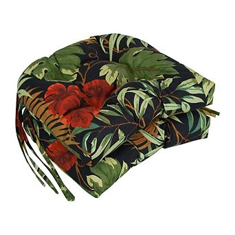 Blazing Needles 16-inch Outdoor Spun Polyester U-shaped Tufted Chair Cushions (Set of 2)