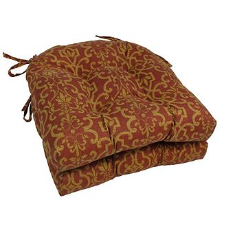 Blazing Needles 16-inch Outdoor Spun Polyester U-shaped Tufted Chair Cushions (Set of 2)
