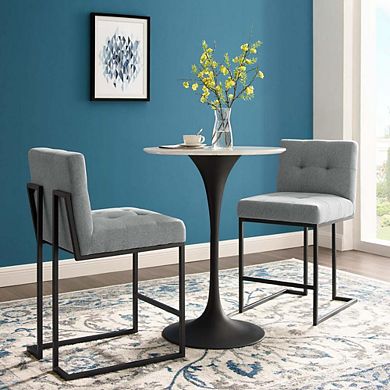 Modway Privy Black Stainless Steel Upholstered Fabric Counter Stool Set of 2