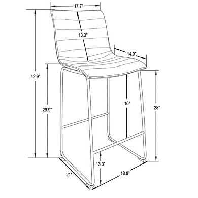 LeisureMod Brooklyn 29.9 Modern Leather Bar Stool