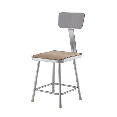 National Public Seating NPS® 18 Heavy Duty Square Seat Steel Stool With Backrest