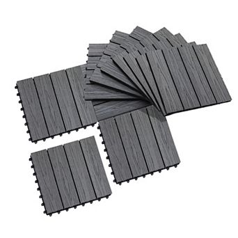12"x 12" Wood-plastic Composite 11 pc Quick Interlocking Flooring & Patio Deck
