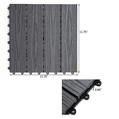 12"x 12" Wood-plastic Composite 11pcs Quick Interlocking Flooring & Patio Deck