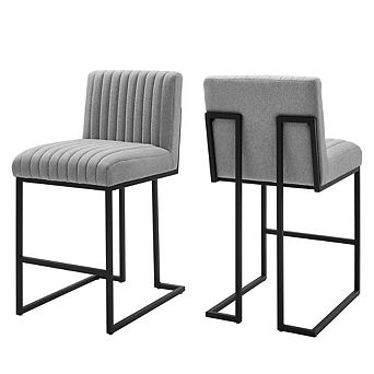 Modway Indulge Channel Tufted Fabric Counter Stools - Set of 2