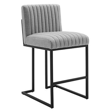 Modway Indulge Channel Tufted Fabric Counter Stools - Set of 2