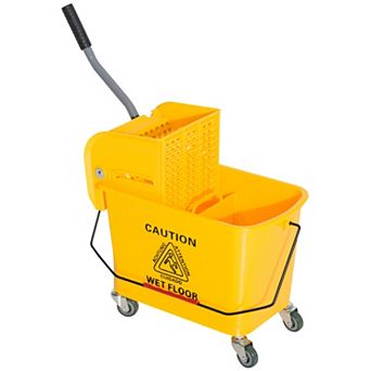 5 Gallon Mini Press Mop Bucket With Wringer 20l Rolling Cart Yellow