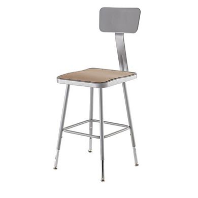 National Public Seating NPS® 19-27 Height Adjustable Heavy Duty Square Seat Steel Stool With Backrest