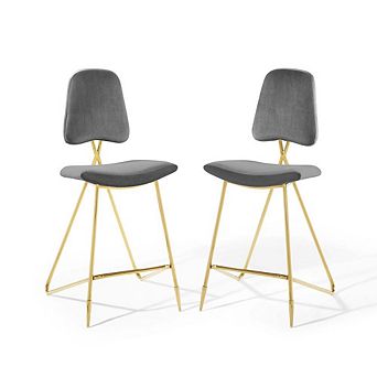 Modway Ponder Bar Stool Performance Velvet Set of 2