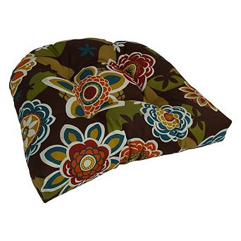 Blazing Needles 19-inch U-Shaped Patterned Spun Polyester Tufted Dining Chair Cushion