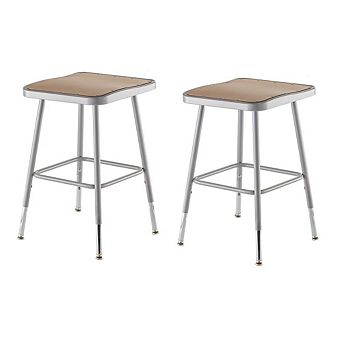 National Public Seating NPS® 19-27 Height Adjustable Heavy Duty Square Seat Steel Stool
