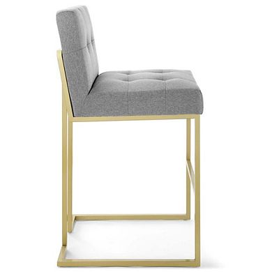 Modway Privy Gold Stainless Steel Upholstered Fabric Bar Stool