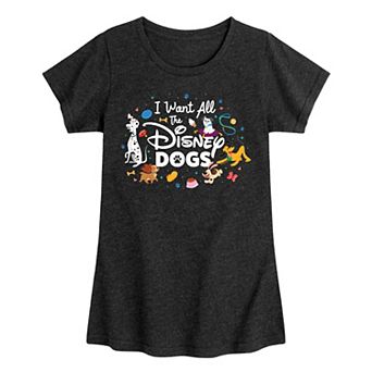 Disney's Girls 7-16 I Want All The Disney Dogs Graphic Tee