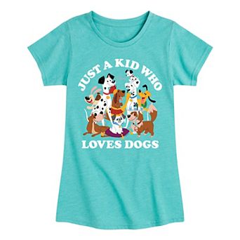 Disney's Girls 7-16 Just a Kid Who Loves Dogs Graphic Tee