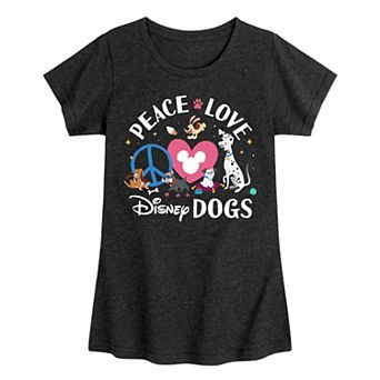 Disney's Girls 7-16 Peace Love Disney Dogs Graphic Tee
