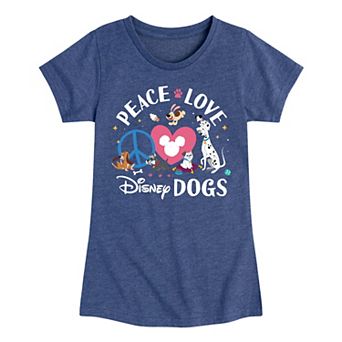 Disney's Girls 7-16 Peace Love Disney Dogs Graphic Tee