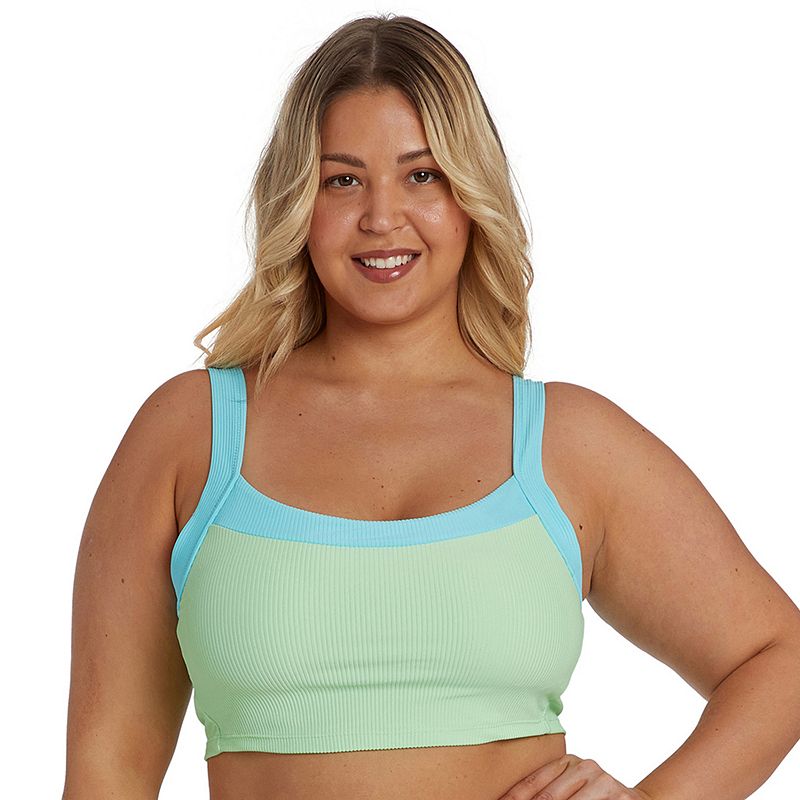 Plus Size Juniors' Cyn & Luca Crop Bikini Top, Women's, Size: 3XL, Green Aqua